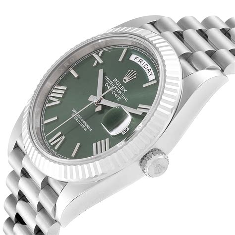 rolex president white gold green dial|rolex presidential green dial.